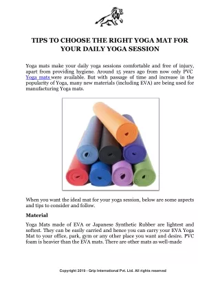 TIPS TO CHOOSE THE RIGHT YOGA MAT FOR YOUR DAILY YOGA SESSION