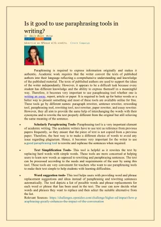 is it good to use paraphrasing tools in writing