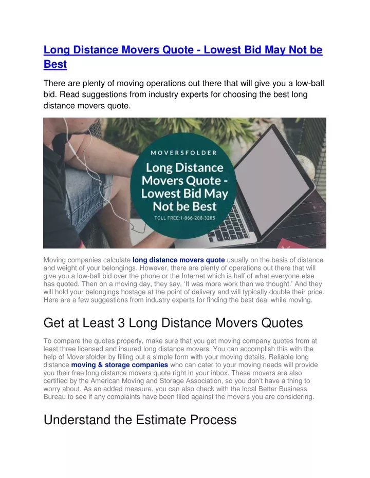 long distance movers quote lowest