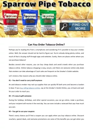 can you order tobacco online