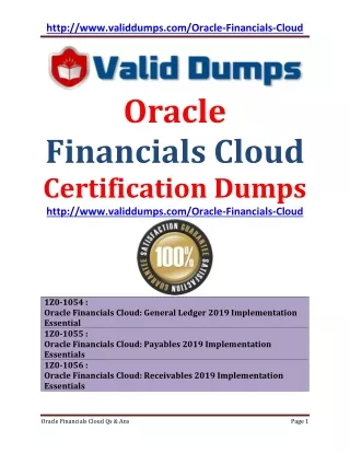 ORACLE FINANCIALS CLOUD Certification Dumps Questions and Answers of Pass Guaranteed
