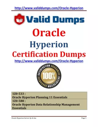 ORACLE HYPERION Certification Dumps Questions and Answers of Pass Guaranteed