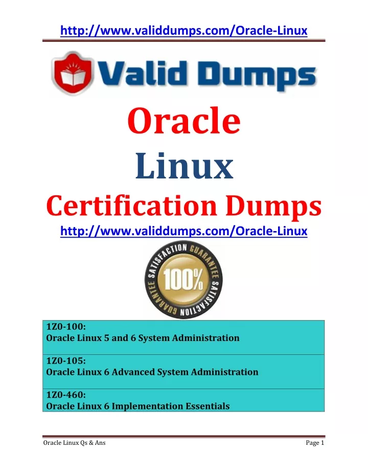 http www validdumps com oracle linux