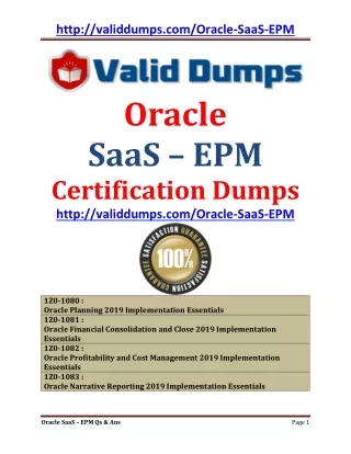 ORACLE SAAS - EPM Certification Dumps Questions and Answers of Pass Guaranteed