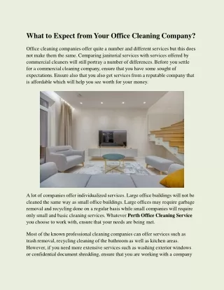 What to Expect from Your Office Cleaning Company in Perth