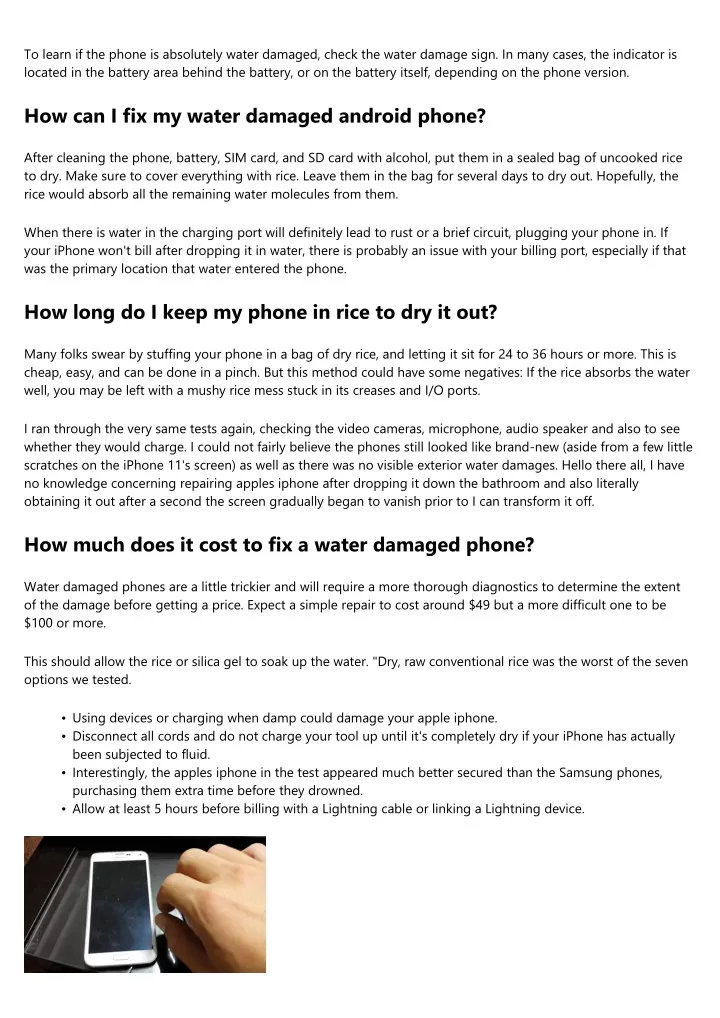 to learn if the phone is absolutely water damaged