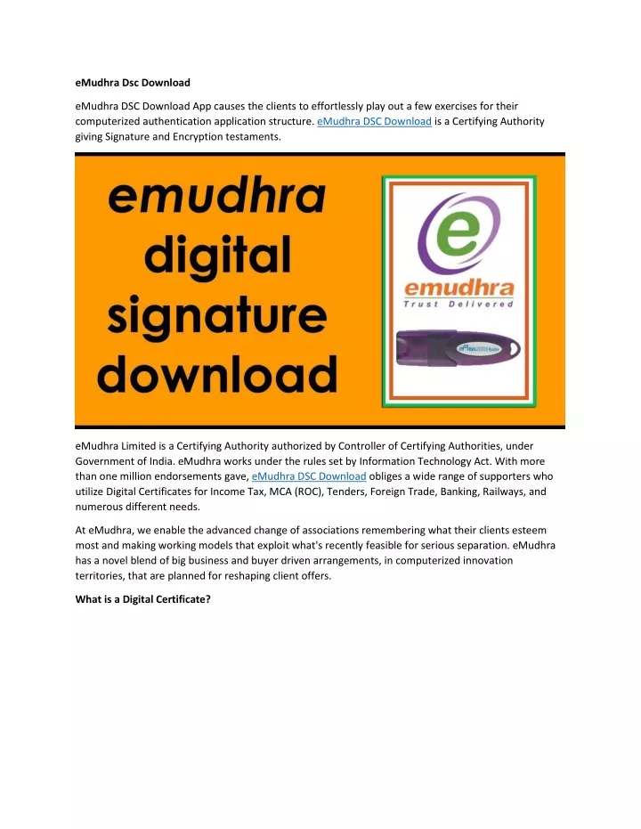 emudhra dsc download