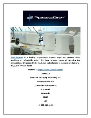 Powder and Dry Product Fillers Machines - Spee-Dee Packaging Machinery, Inc.