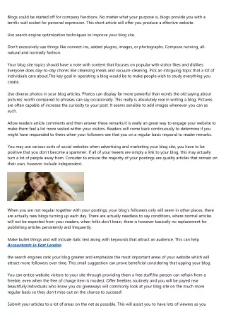 blogs could be started off for company functions