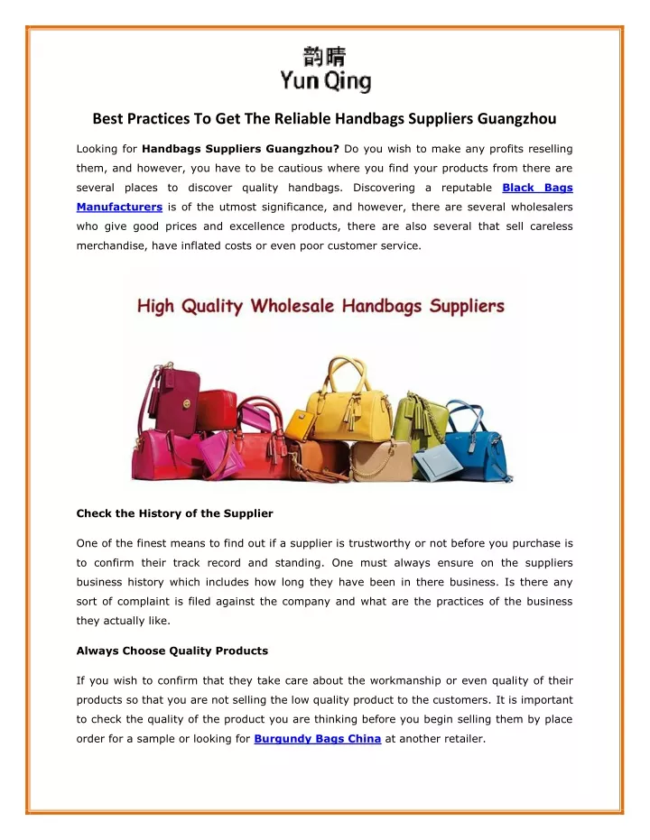 best practices to get the reliable handbags