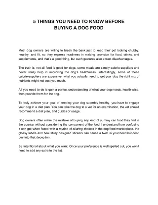 5 THINGS YOU NEED TO KNOW BEFORE BUYING A DOG FOOD