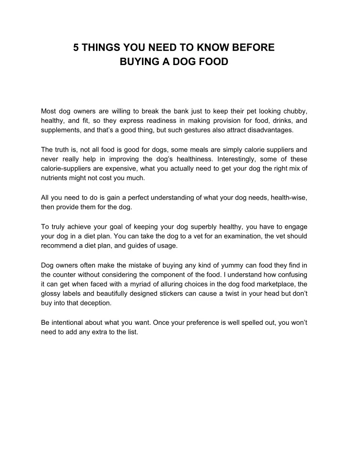 5 things you need to know before buying a dog food