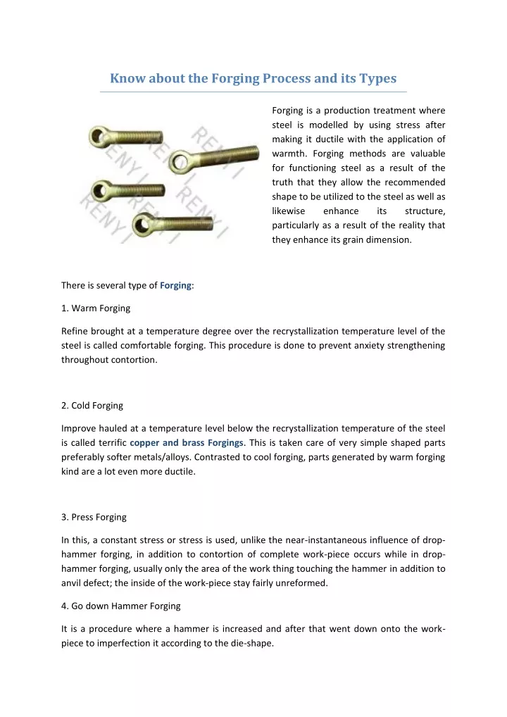 know about the forging process and its types