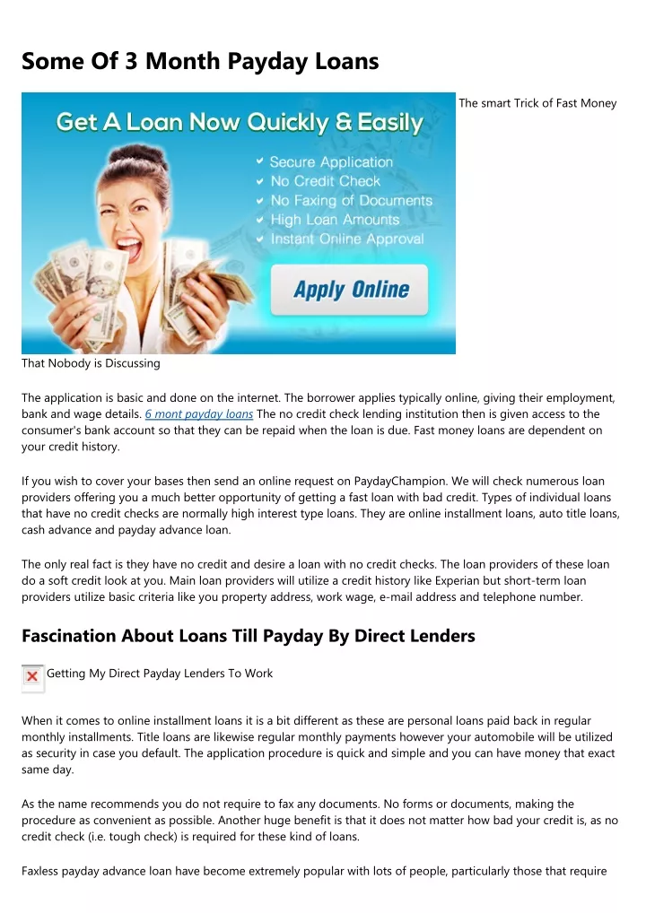 some of 3 month payday loans