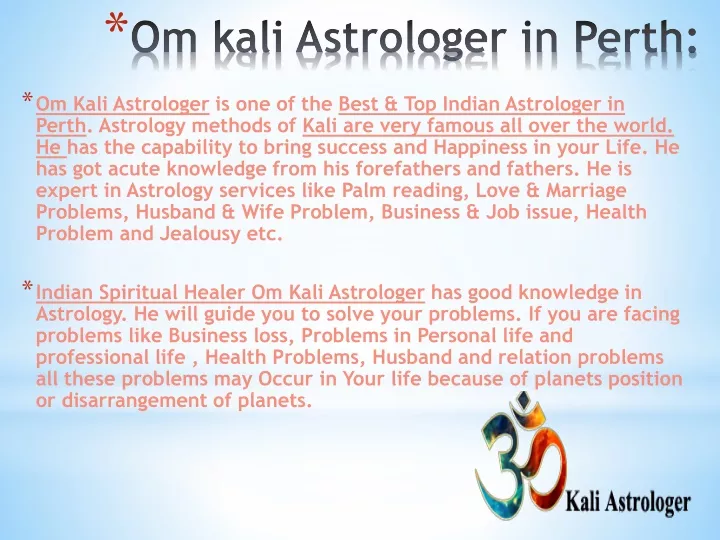 om kali astrologer in perth