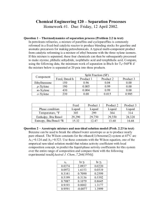 chemical engineering 120 separation processes
