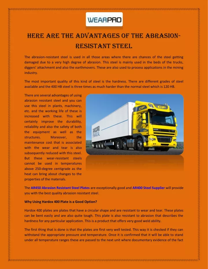 here are the advantages of the abrasion resistant