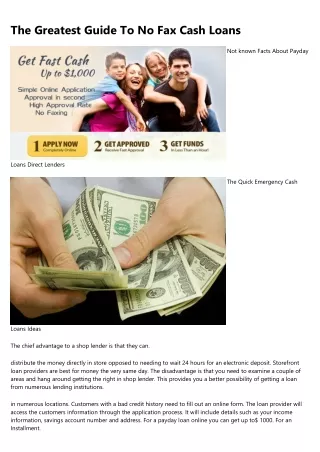 the greatest guide to no fax cash loans