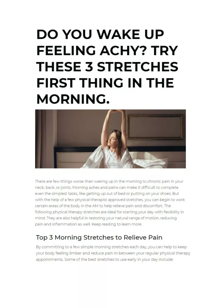 Ppt Do You Wake Up Feeling Achy Try These 3 Stretches First Thing In The Morning Powerpoint