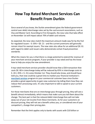 How Top Rated Merchant Services Can Benefit From Durbin