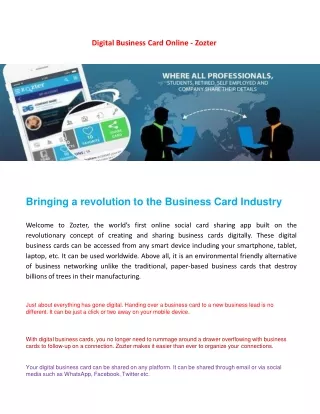 Digital Business Card Online - Zozter