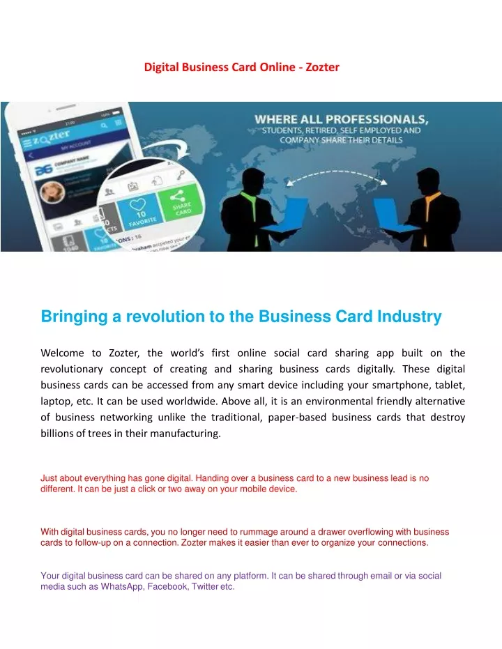 digital business card online zozter