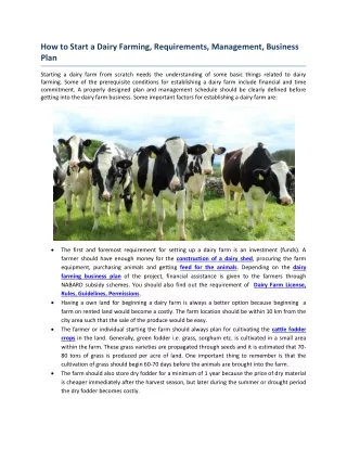 How to Start a Dairy Farming-Requirements- Business Plan