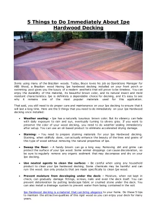 5 things to do immediately about ipe hardwood