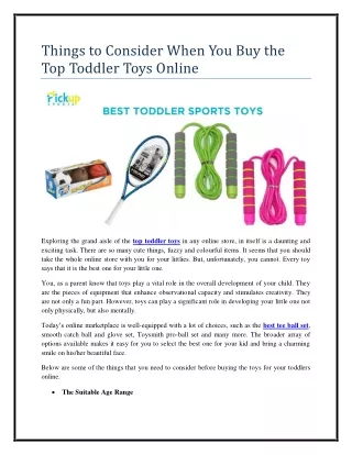 Things to Consider When You Buy the Top Toddler Toys Online
