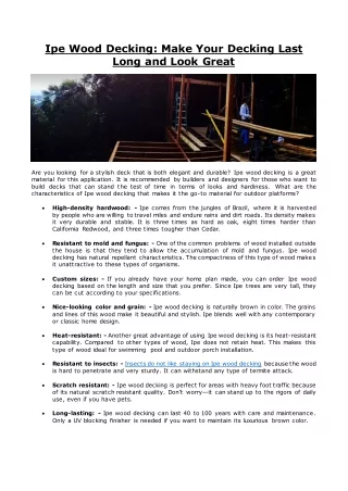 ipe wood decking make your decking last long