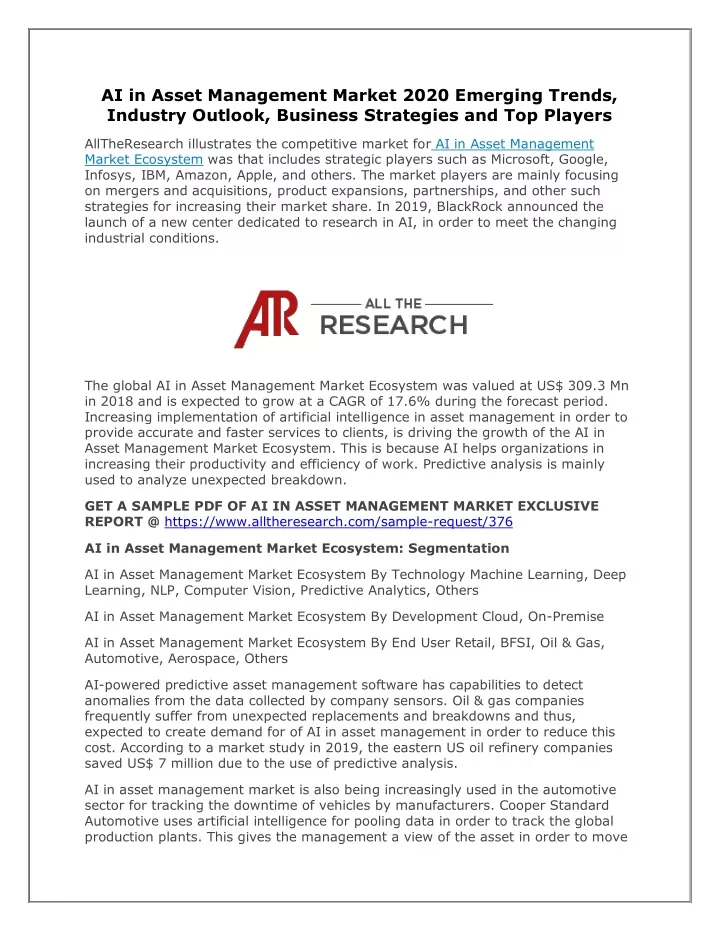 ai in asset management market 2020 emerging