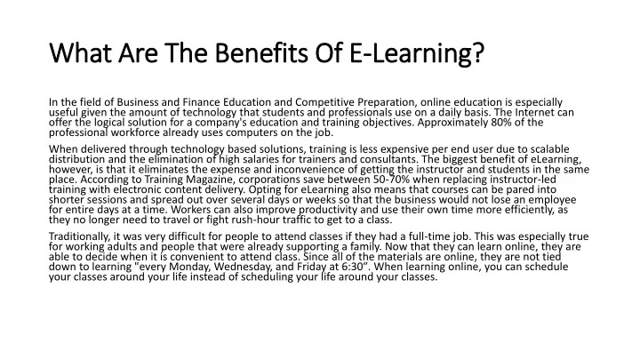 what are the benefits of e learning