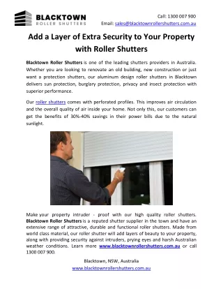 Add a Layer of Extra Security to Your Property with Roller Shutters