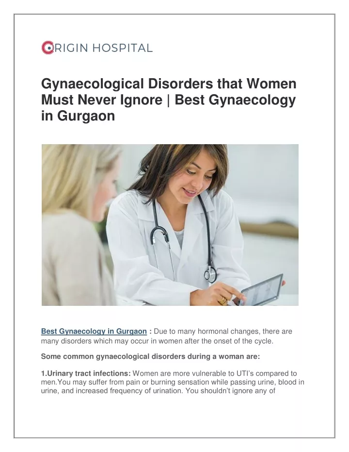 gynaecological disorders that women must never