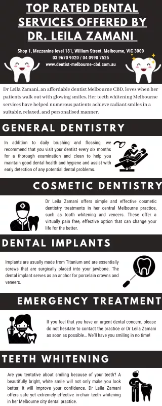Top Rated Dental Services Offered By Dr. Leila Zamani