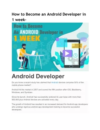 How to Become an Andriod Developer in 1 week