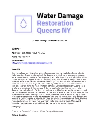 Water Damage Restoration Queens