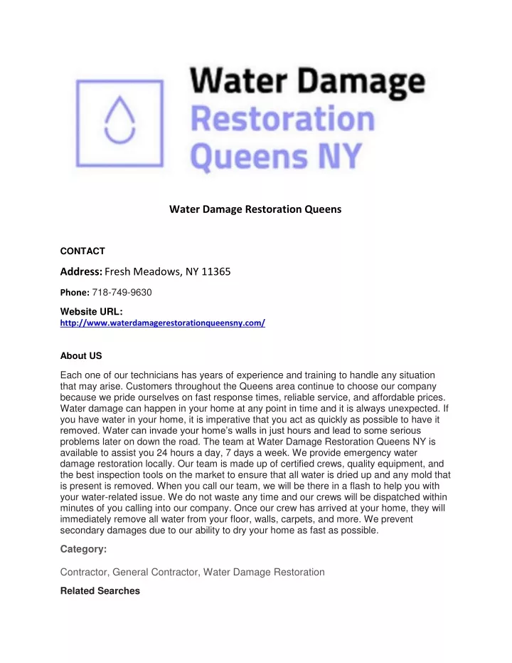water damage restoration queens