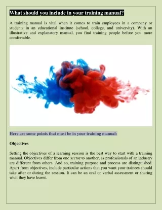 what should you include in your training manual