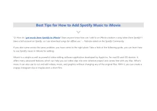 How to Add Spotify Music to iMovie