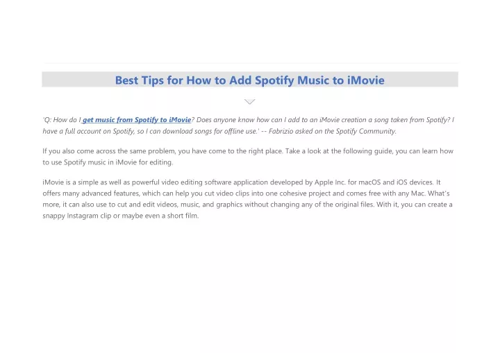 best tips for how to add spotify music to imovie