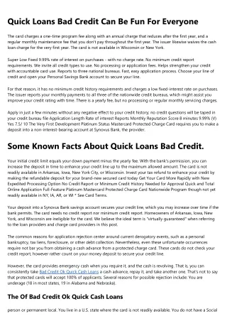 Indicators on Bad Credit Loans You Need To Know