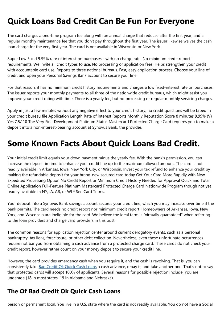 quick loans bad credit can be fun for everyone