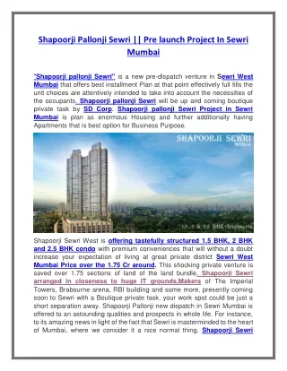 shapoorji pallonji sewri pre launch project