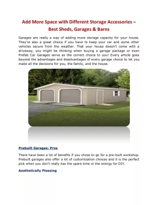 Add More Space with Different Storage Accessories – Best Sheds, Garages & Barns