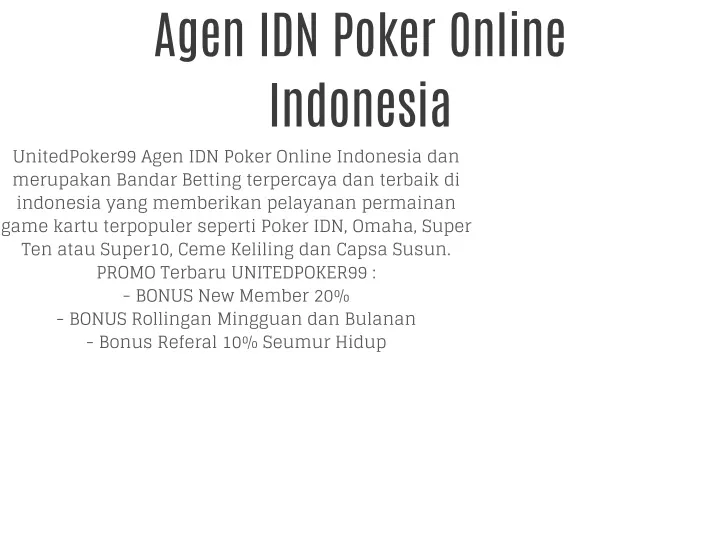 unitedpoker99 agen idn poker online indonesia