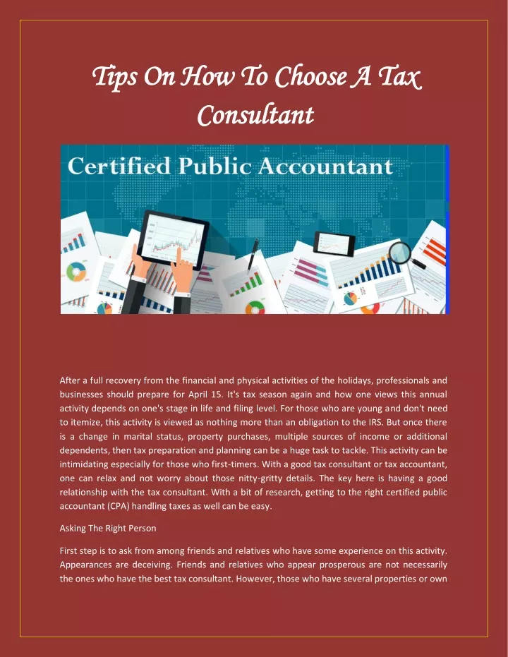 tips on how to choose a tax tips on how to choose