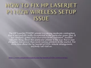 how to fix hp laserjet p1102w wireless setup issue