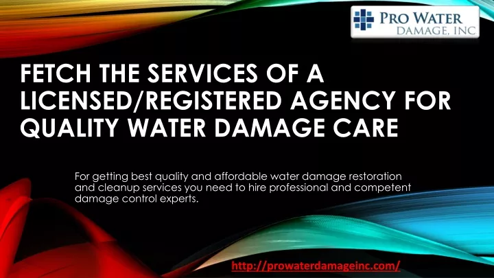fetch the services of a licensed registered agency for quality water damage care