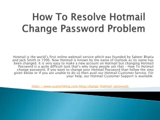 how to resolve hotmail change password problem